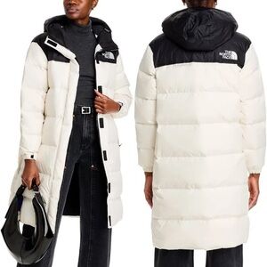 NWOT The North Face Nuptse Down Parka White Dune/tnf Black S